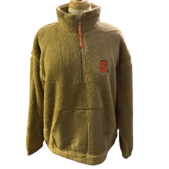 Tops - Syracuse Women Orange Quarter-Zip Sherpa Pullover XL Tan